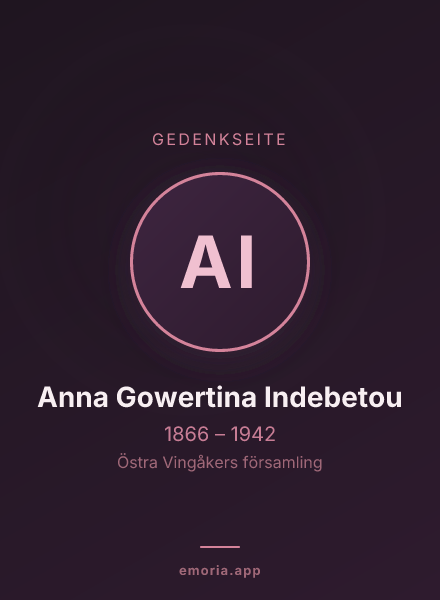 Gedenkportrait von Anna Gowertina Indebetou