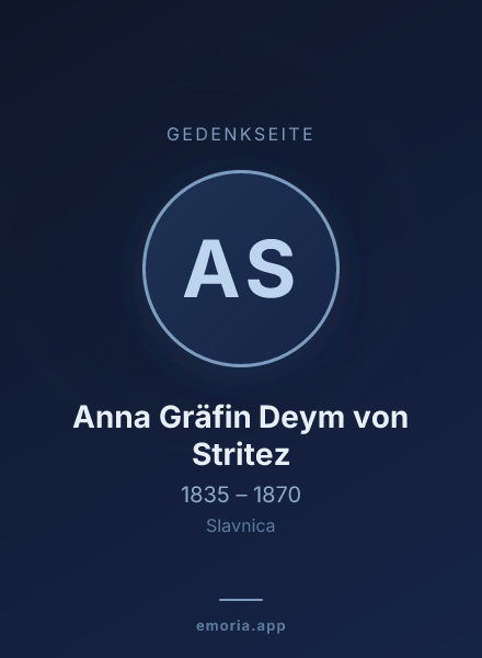 Gedenkportrait von Anna Gräfin Deym von Stritez