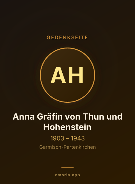 Gedenkportrait von Anna Gräfin von Thun und Hohenstein