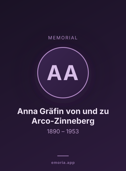 Memorial portrait of Anna Gräfin von und zu Arco-Zinneberg