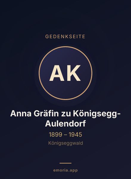 Gedenkportrait von Anna Gräfin zu Königsegg-Aulendorf