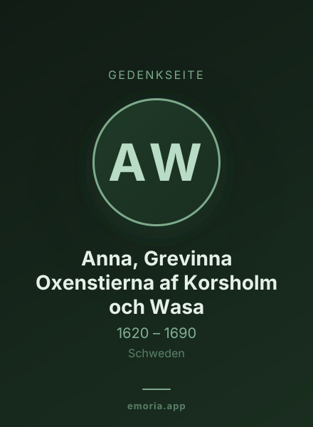 Gedenkportrait von Anna, Grevinna Oxenstierna af Korsholm och Wasa