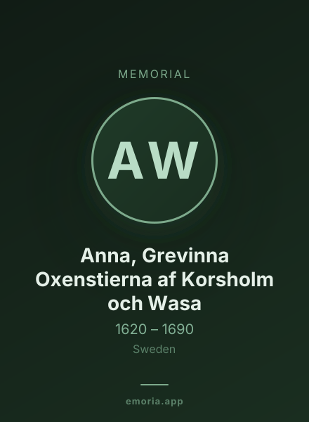 Memorial portrait of Anna, Grevinna Oxenstierna af Korsholm och Wasa