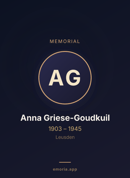 Memorial portrait of Anna Griese-Goudkuil