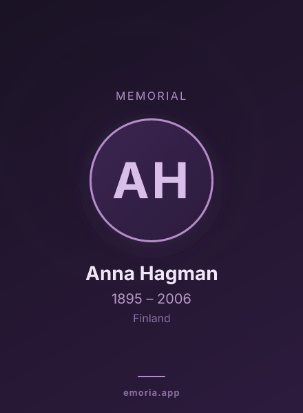 Memorial portrait of Anna Hagman