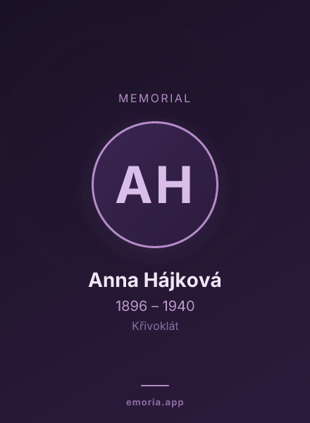 Memorial portrait of Anna Hájková