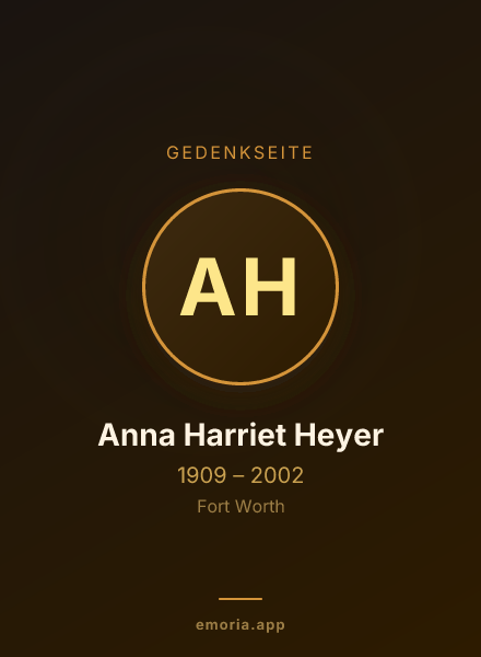 Gedenkportrait von Anna Harriet Heyer