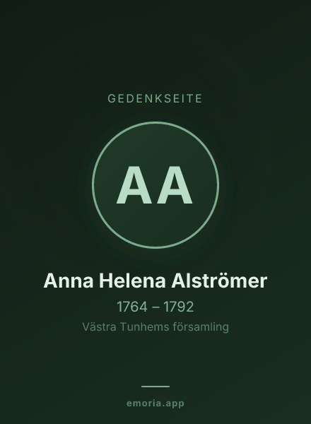 Gedenkportrait von Anna Helena Alströmer