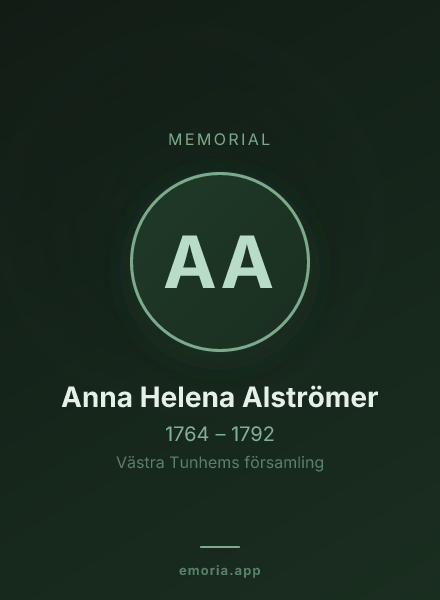 Memorial portrait of Anna Helena Alströmer