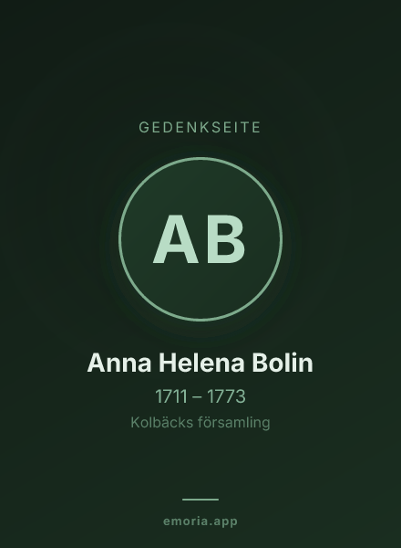Gedenkportrait von Anna Helena Bolin