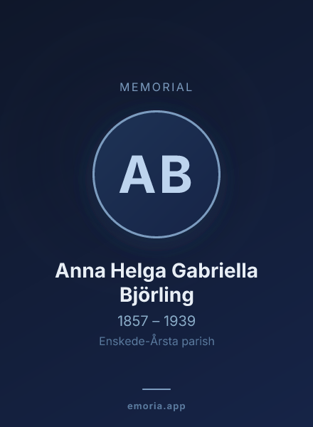 Memorial portrait of Anna Helga Gabriella Björling