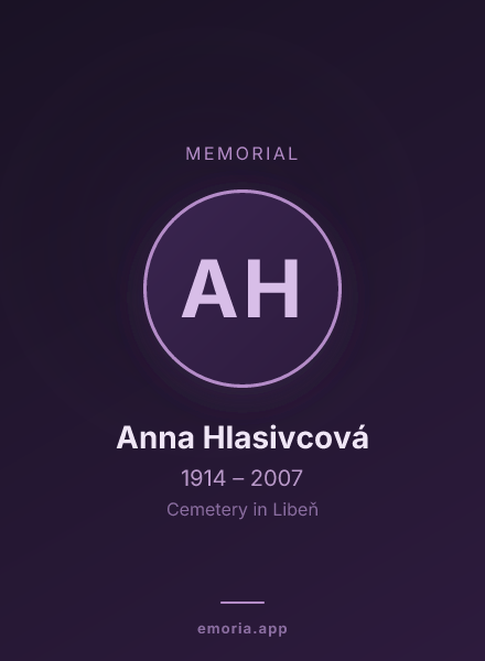 Memorial portrait of Anna Hlasivcová