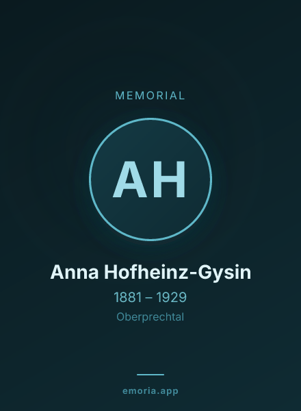 Memorial portrait of Anna Hofheinz-Gysin