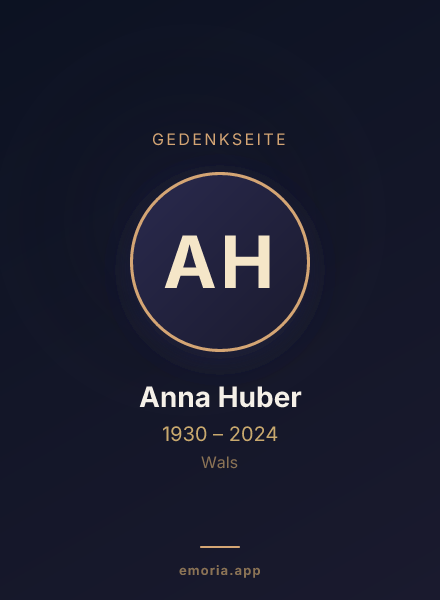 Gedenkportrait von Anna Huber