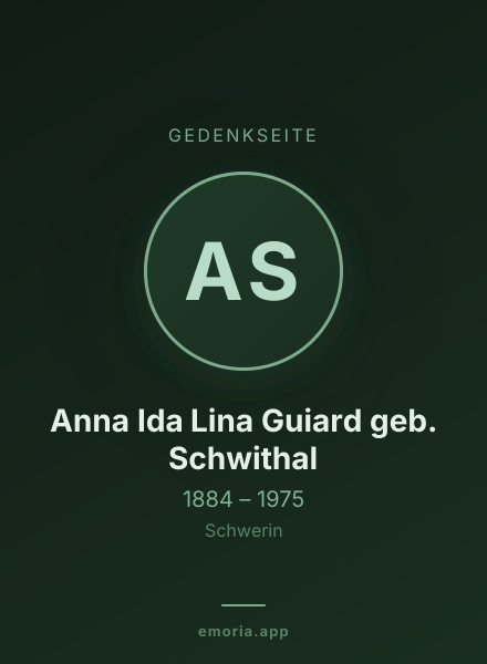 Gedenkportrait von Anna Ida Lina Guiard geb. Schwithal