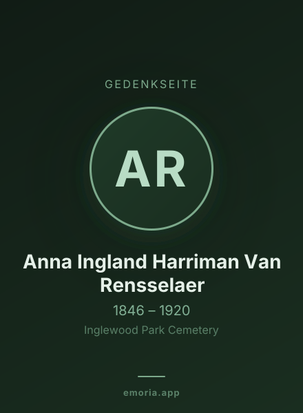 Gedenkportrait von Anna Ingland Harriman Van Rensselaer