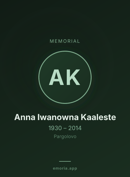 Memorial portrait of Anna Iwanowna Kaaleste