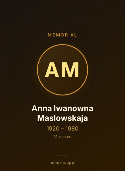 Memorial portrait of Anna Iwanowna Maslowskaja