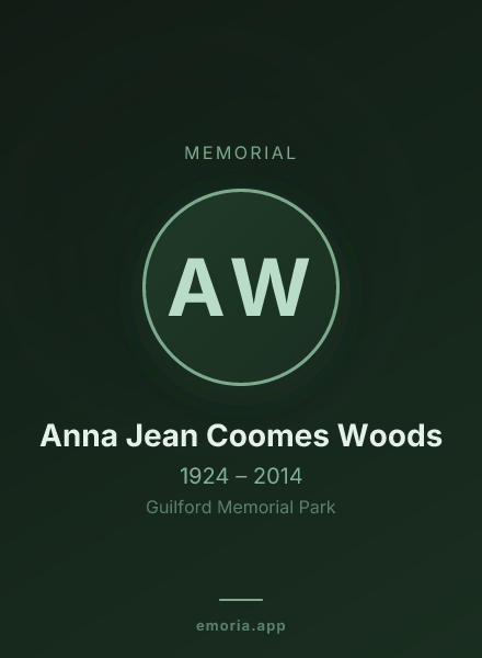 Memorial portrait of Anna Jean Coomes Woods