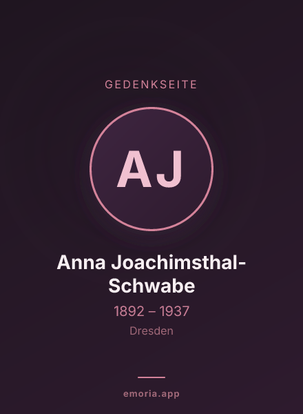 Gedenkportrait von Anna Joachimsthal-Schwabe