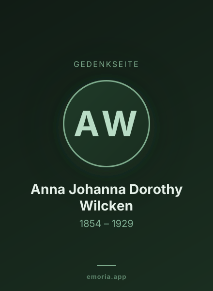 Gedenkportrait von Anna Johanna Dorothy Wilcken
