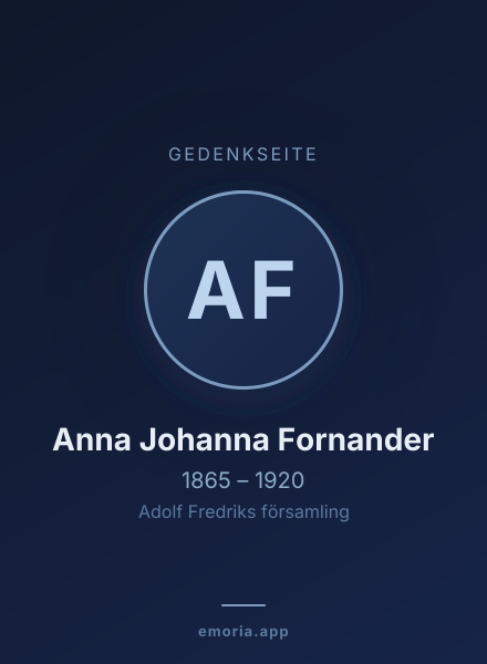 Gedenkportrait von Anna Johanna Fornander