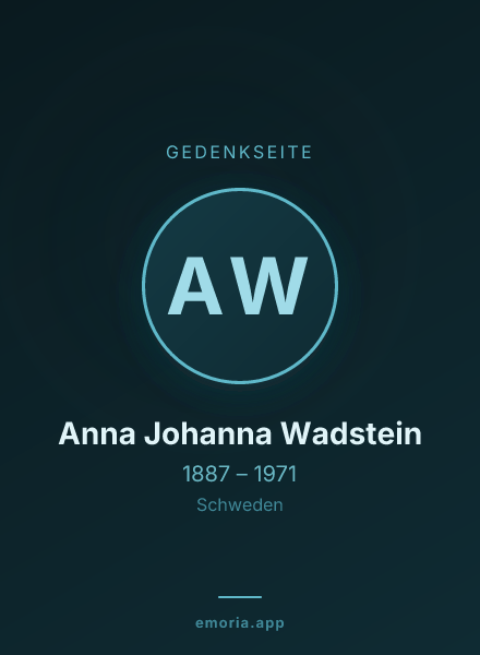 Gedenkportrait von Anna Johanna Wadstein