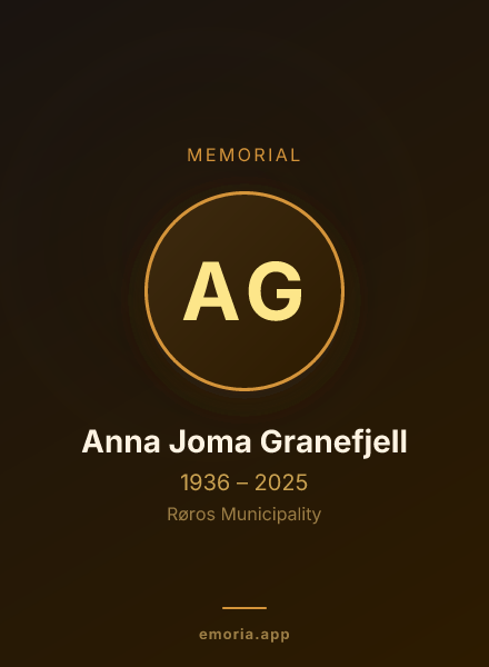 Memorial portrait of Anna Joma Granefjell
