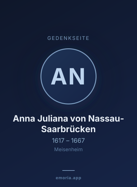 Gedenkportrait von Anna Juliana von Nassau-Saarbrücken