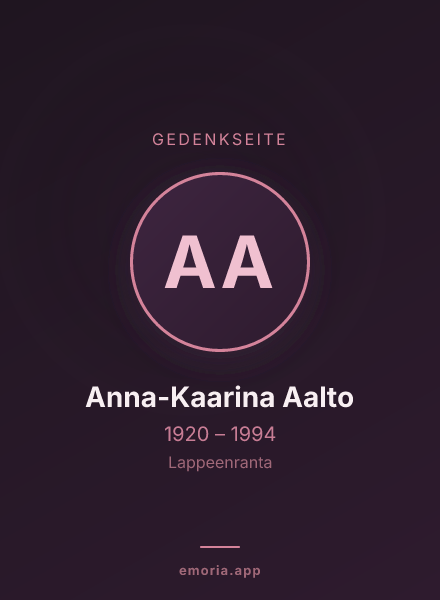 Gedenkportrait von Anna-Kaarina Aalto