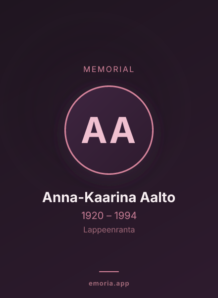 Memorial portrait of Anna-Kaarina Aalto