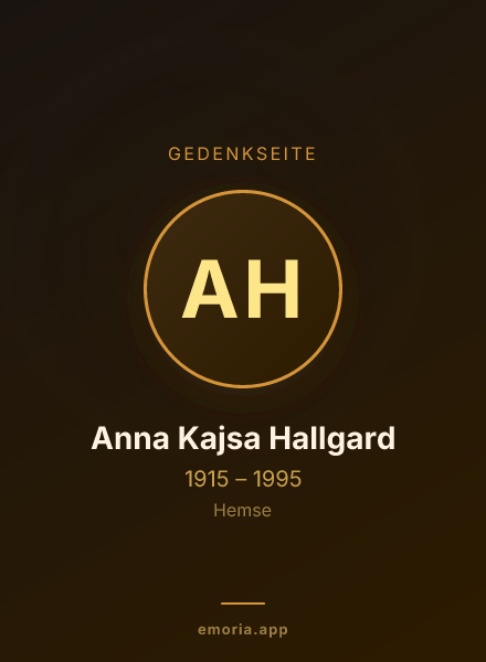 Gedenkportrait von Anna Kajsa Hallgard