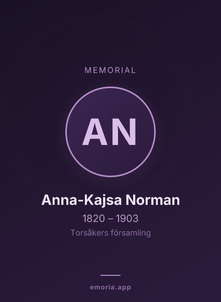 Memorial portrait of Anna-Kajsa Norman