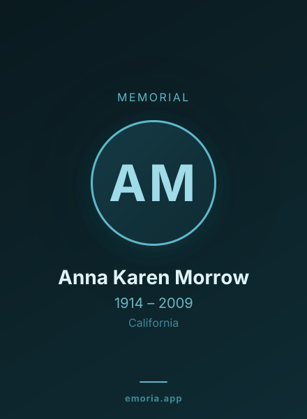Memorial portrait of Anna Karen Morrow