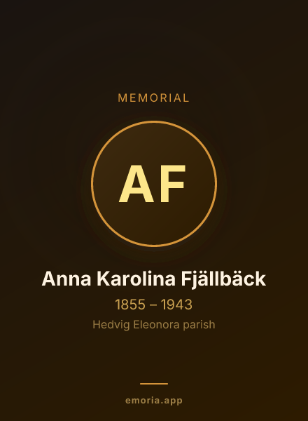 Memorial portrait of Anna Karolina Fjällbäck
