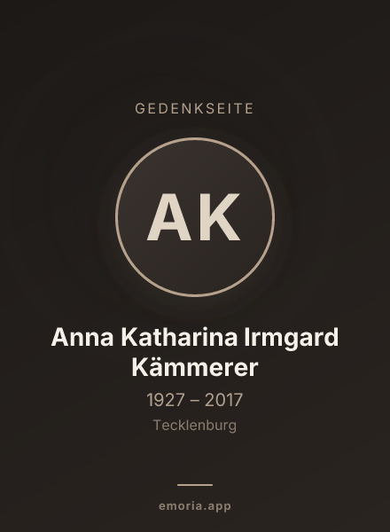 Gedenkportrait von Anna Katharina Irmgard Kämmerer