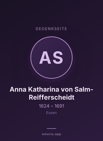 Gedenkportrait von Anna Katharina von Salm-Reifferscheidt