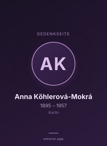 Gedenkportrait von Anna Köhlerová-Mokrá