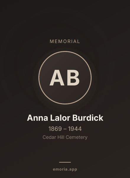 Memorial portrait of Anna Lalor Burdick