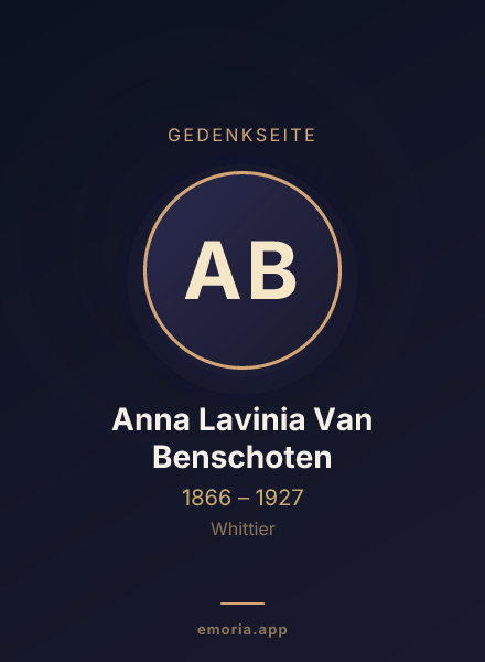 Gedenkportrait von Anna Lavinia Van Benschoten