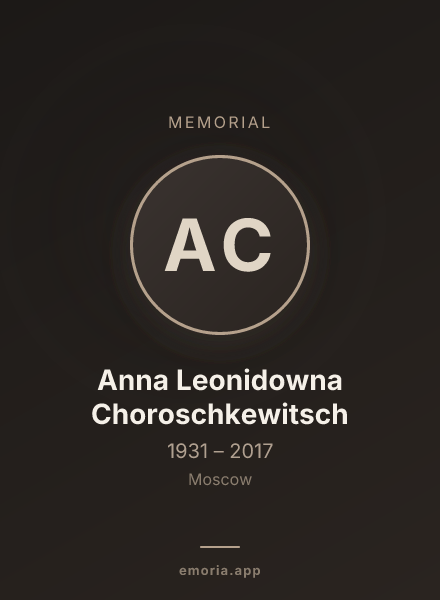 Memorial portrait of Anna Leonidowna Choroschkewitsch
