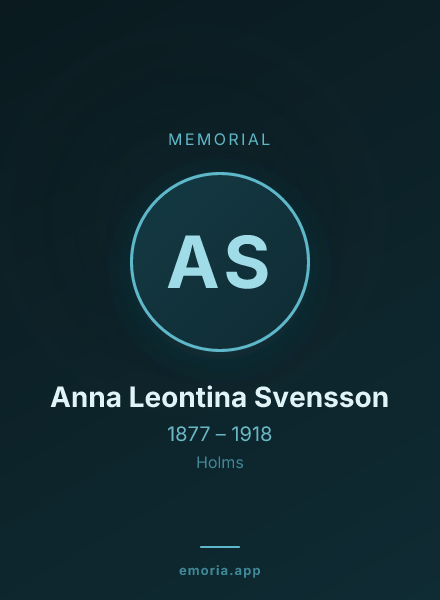 Memorial portrait of Anna Leontina Svensson