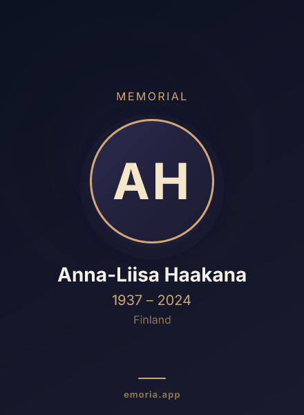 Memorial portrait of Anna-Liisa Haakana