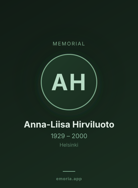 Memorial portrait of Anna-Liisa Hirviluoto