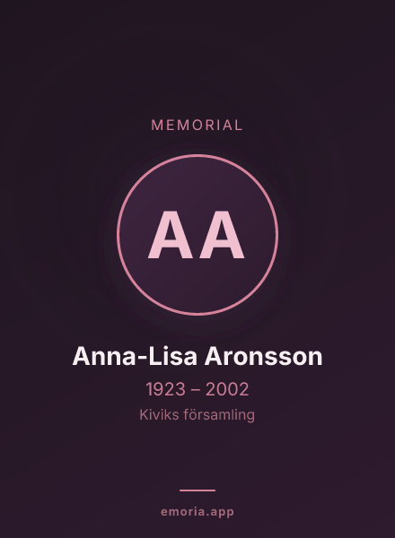 Memorial portrait of Anna-Lisa Aronsson