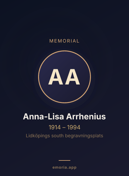 Memorial portrait of Anna-Lisa Arrhenius