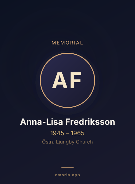 Memorial portrait of Anna-Lisa Fredriksson