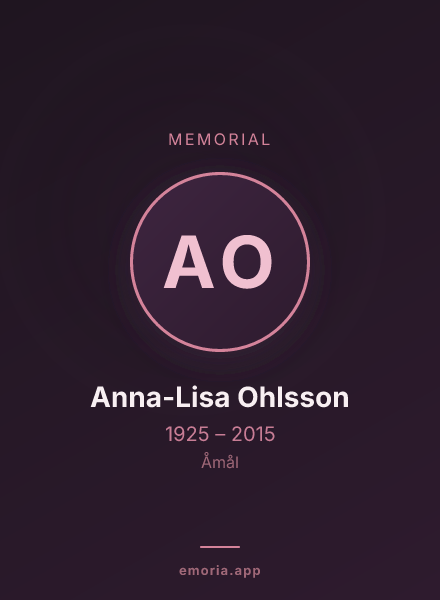 Memorial portrait of Anna-Lisa Ohlsson