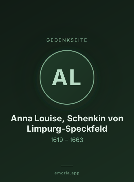 Gedenkportrait von Anna Louise, Schenkin von Limpurg-Speckfeld