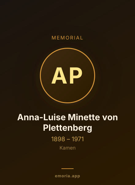 Memorial portrait of Anna-Luise Minette von Plettenberg